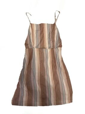 l*space Striped Spaghetti Strap Mini Dress in Brown, Cream, and Blue
